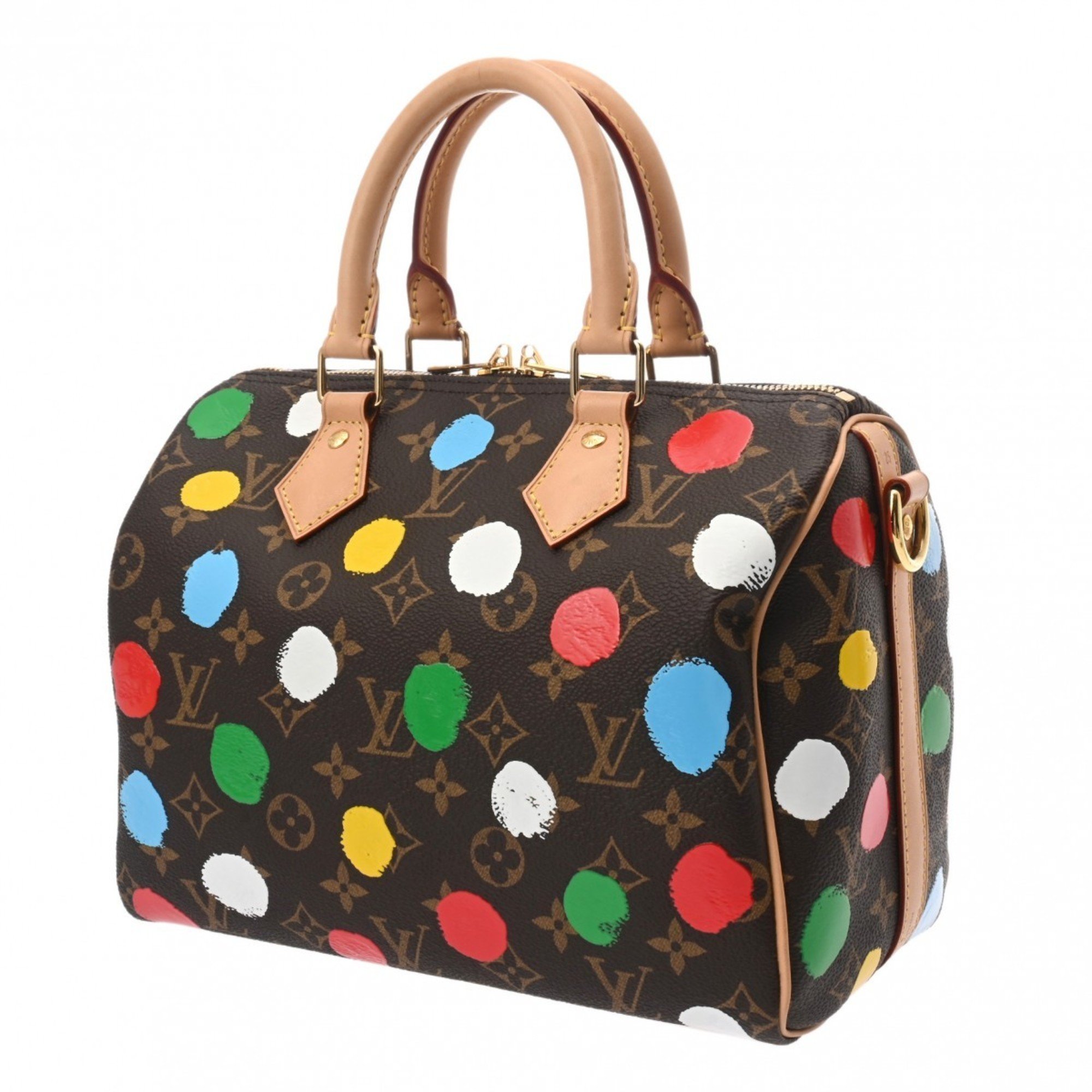 LOUIS VUITTON Louis Vuitton Monogram Painted Dot Speedy Bandouliere 25 Yayoi Kusama Collaboration Brown M46433 Unisex Leather Handbag