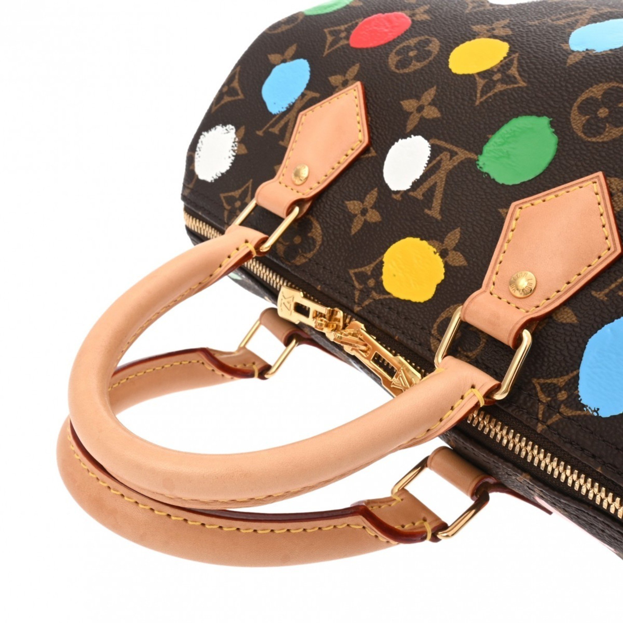 LOUIS VUITTON Louis Vuitton Monogram Painted Dot Speedy Bandouliere 25 Yayoi Kusama Collaboration Brown M46433 Unisex Leather Handbag