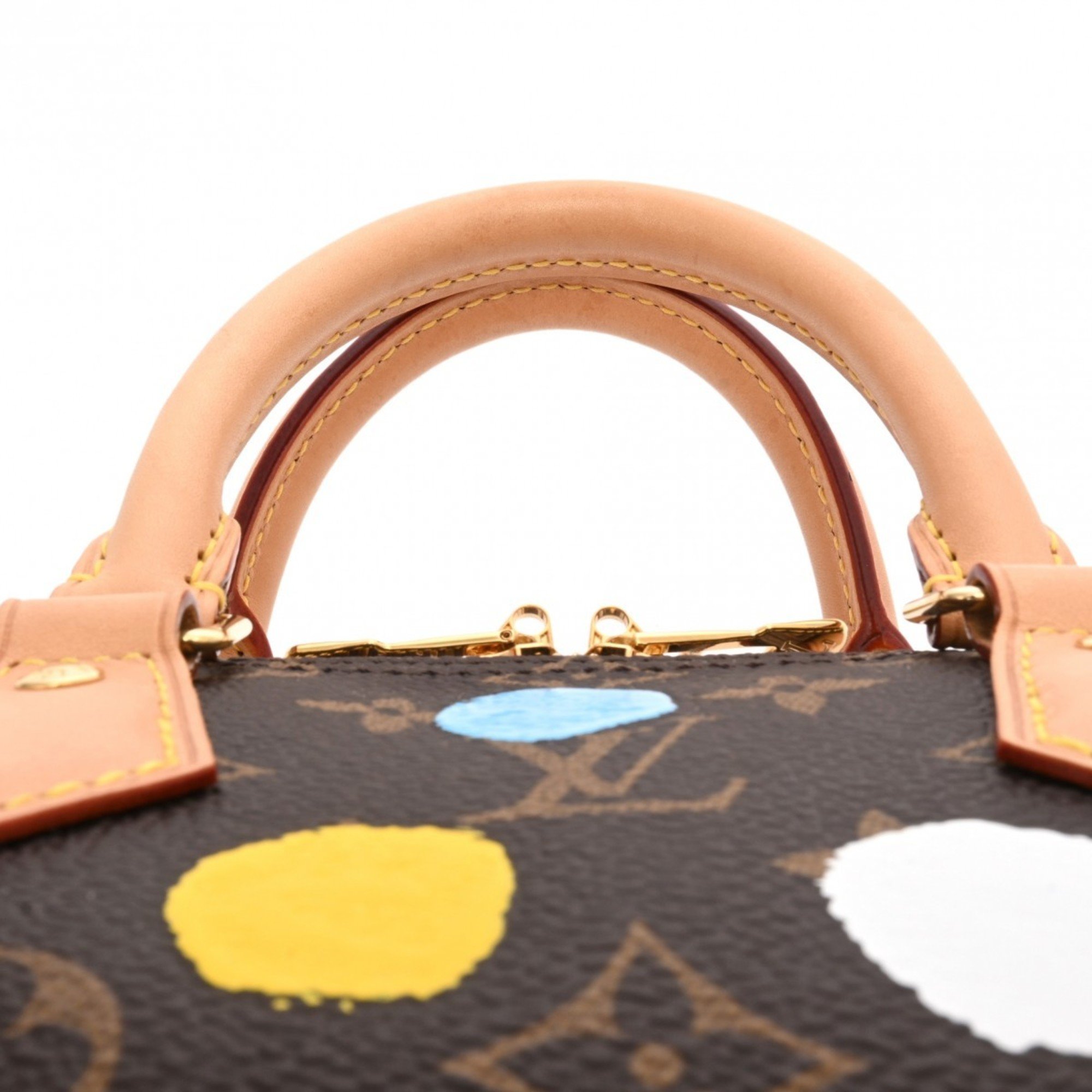 LOUIS VUITTON Louis Vuitton Monogram Painted Dot Speedy Bandouliere 25 Yayoi Kusama Collaboration Brown M46433 Unisex Leather Handbag