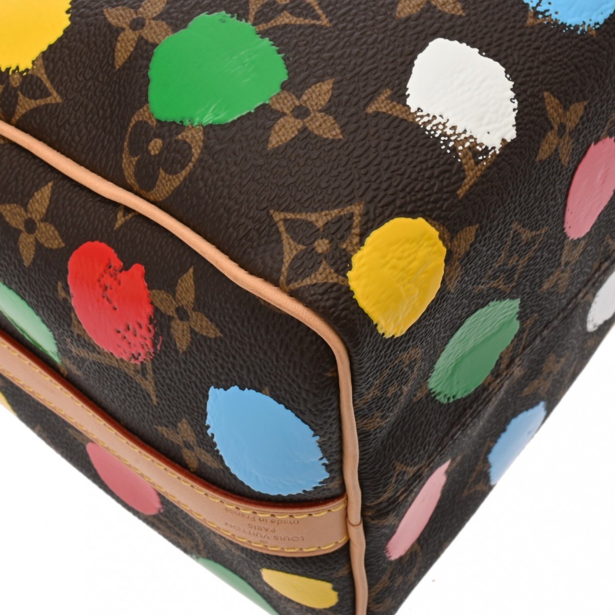 LOUIS VUITTON Louis Vuitton Monogram Painted Dot Speedy Bandouliere 25 Yayoi Kusama Collaboration Brown M46433 Unisex Leather Handbag