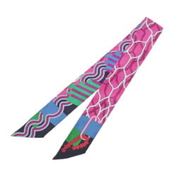 HERMES Twilly BALLET AQUATIQUE Old Tag Pink/Multicolor 064179S Women's 100% Silk Scarf Muffler