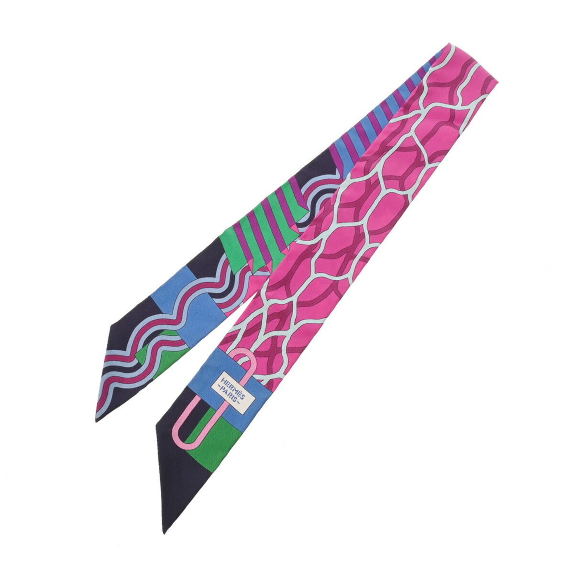 HERMES Twilly BALLET AQUATIQUE Old Tag Pink/Multicolor 064179S Women's 100% Silk Scarf Muffler