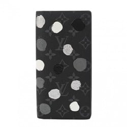 LOUIS VUITTON Louis Vuitton Monogram Eclipse Portefeuille Brazza Collaboration with Yayoi Kusama Black/Grey M81932 Men's Leather Long Wallet