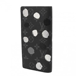 LOUIS VUITTON Louis Vuitton Monogram Eclipse Portefeuille Brazza Collaboration with Yayoi Kusama Black/Grey M81932 Men's Leather Long Wallet