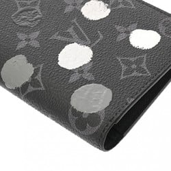 LOUIS VUITTON Louis Vuitton Monogram Eclipse Portefeuille Brazza Collaboration with Yayoi Kusama Black/Grey M81932 Men's Leather Long Wallet