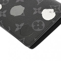 LOUIS VUITTON Louis Vuitton Monogram Eclipse Portefeuille Brazza Collaboration with Yayoi Kusama Black/Grey M81932 Men's Leather Long Wallet