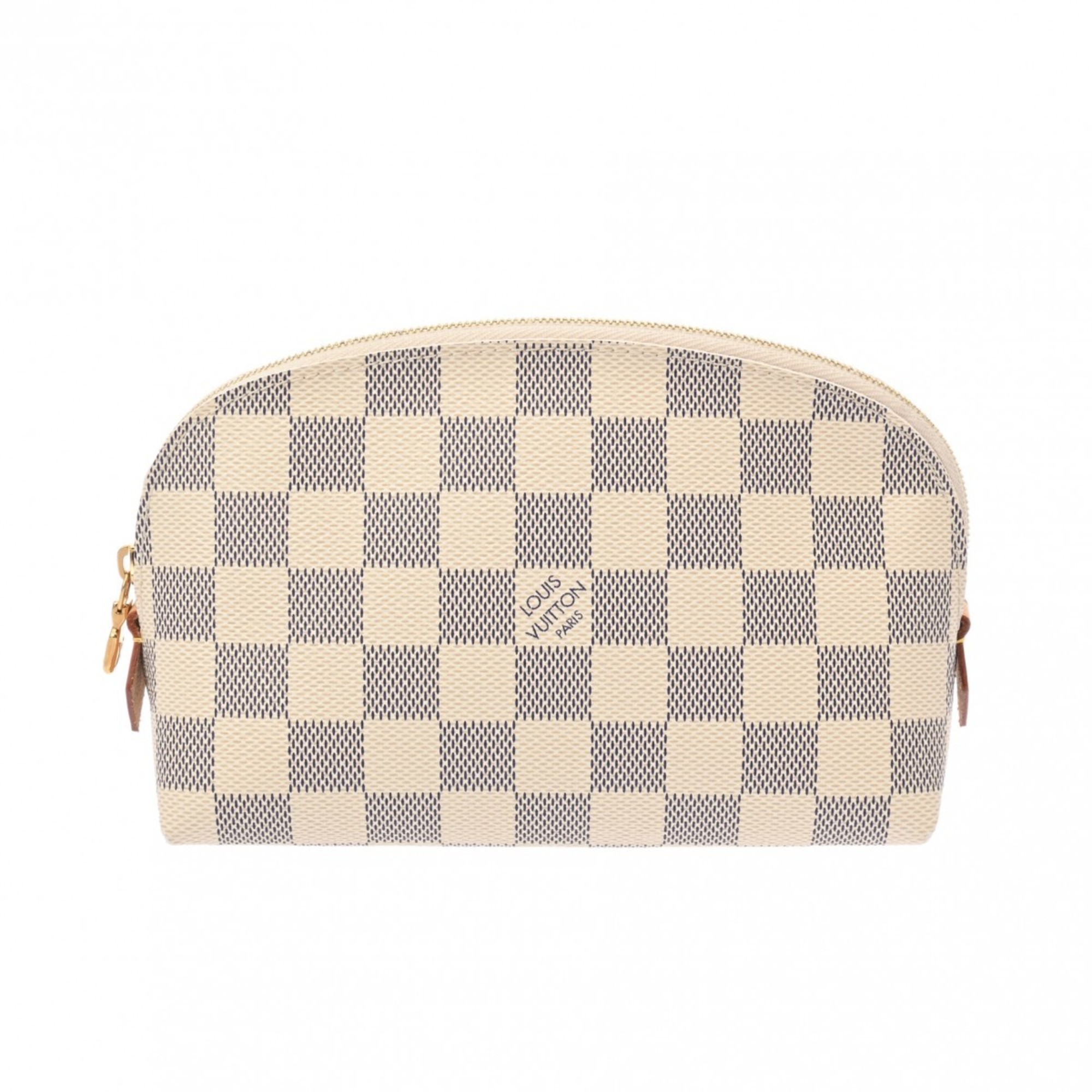 LOUIS VUITTON Damier Azur Pochette Tick White N60024 Unisex Canvas Pouch