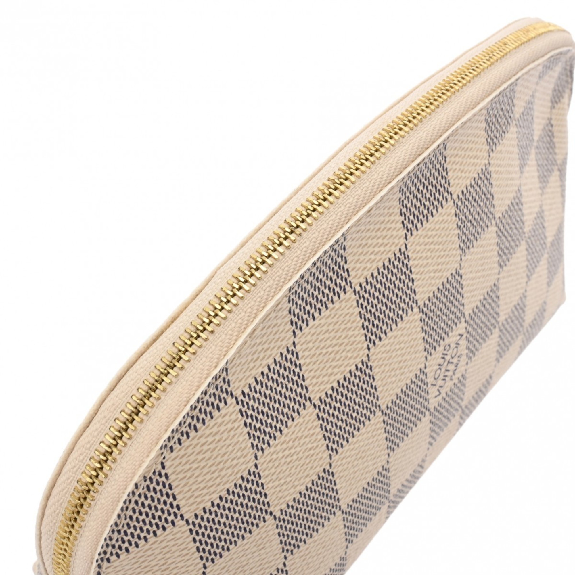 LOUIS VUITTON Damier Azur Pochette Tick White N60024 Unisex Canvas Pouch