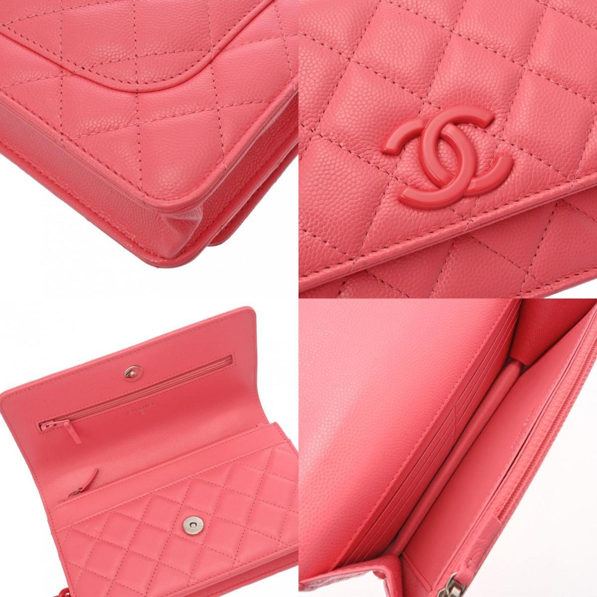 CHANEL Chanel Matelasse Chain Wallet Color Pink Hardware Women's Caviar Skin Shoulder Bag