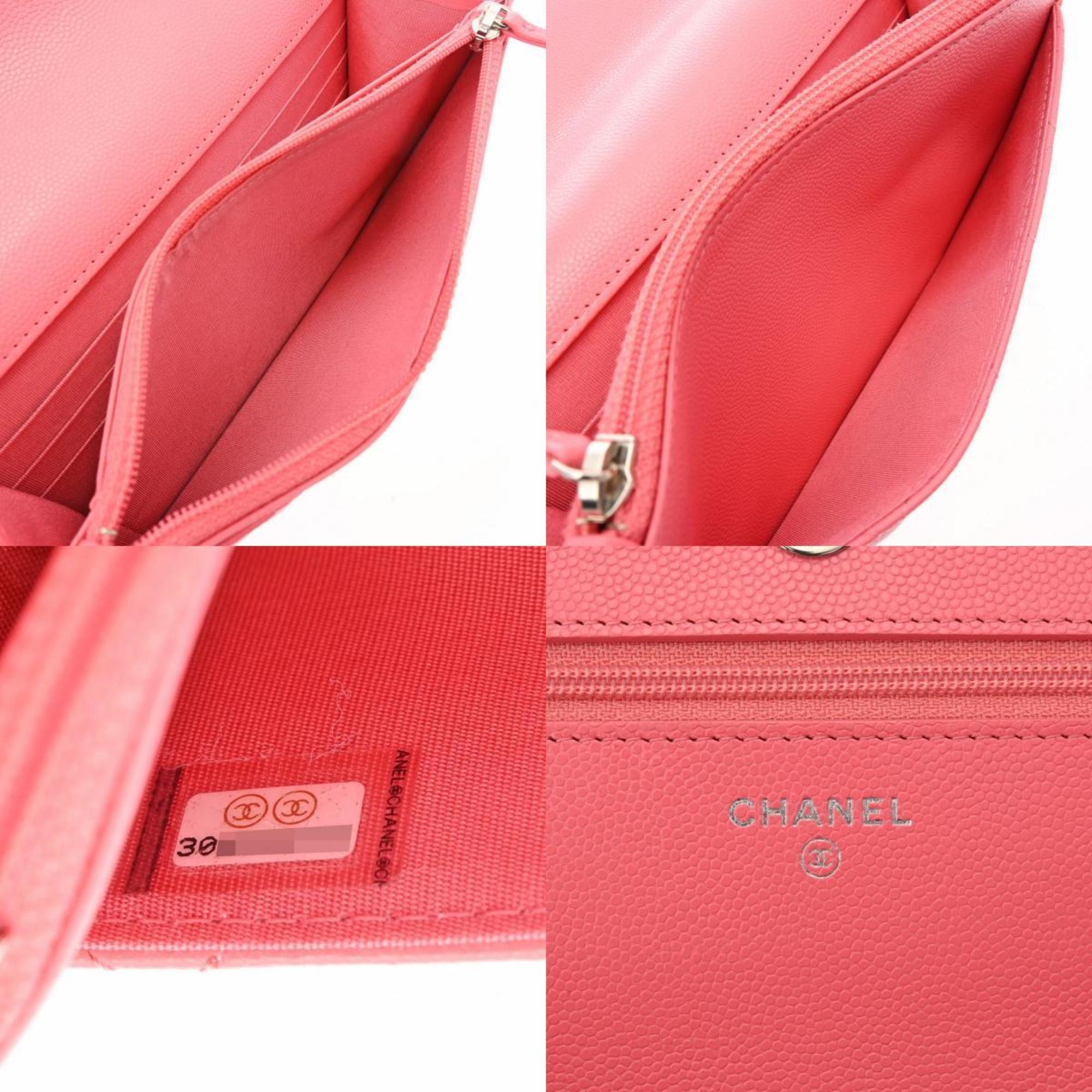 CHANEL Chanel Matelasse Chain Wallet Color Pink Hardware Women's Caviar Skin Shoulder Bag