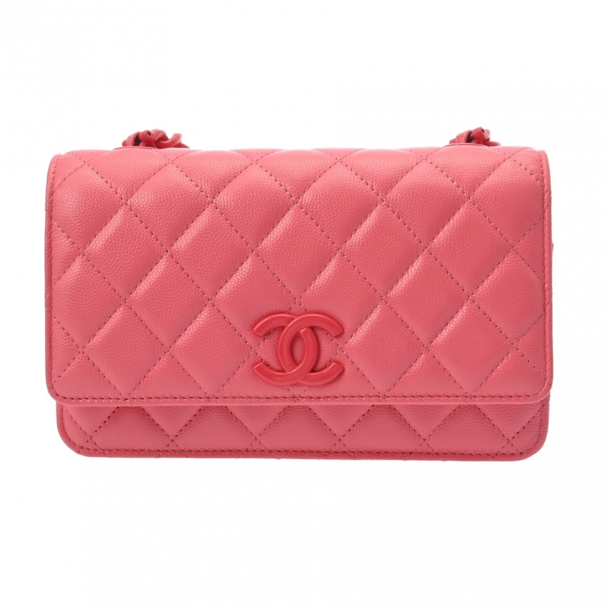 CHANEL Chanel Matelasse Chain Wallet Color Pink Hardware Women's Caviar Skin Shoulder Bag