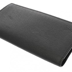 LOUIS VUITTON Taiga Portefeuille Brazza Noir M30501 Men's Leather Long Wallet