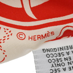 HERMES Twilly EX-HIBRIS LES PARISIENNES with studs White/Multicolor Women's 100% Silk Scarf Muffler