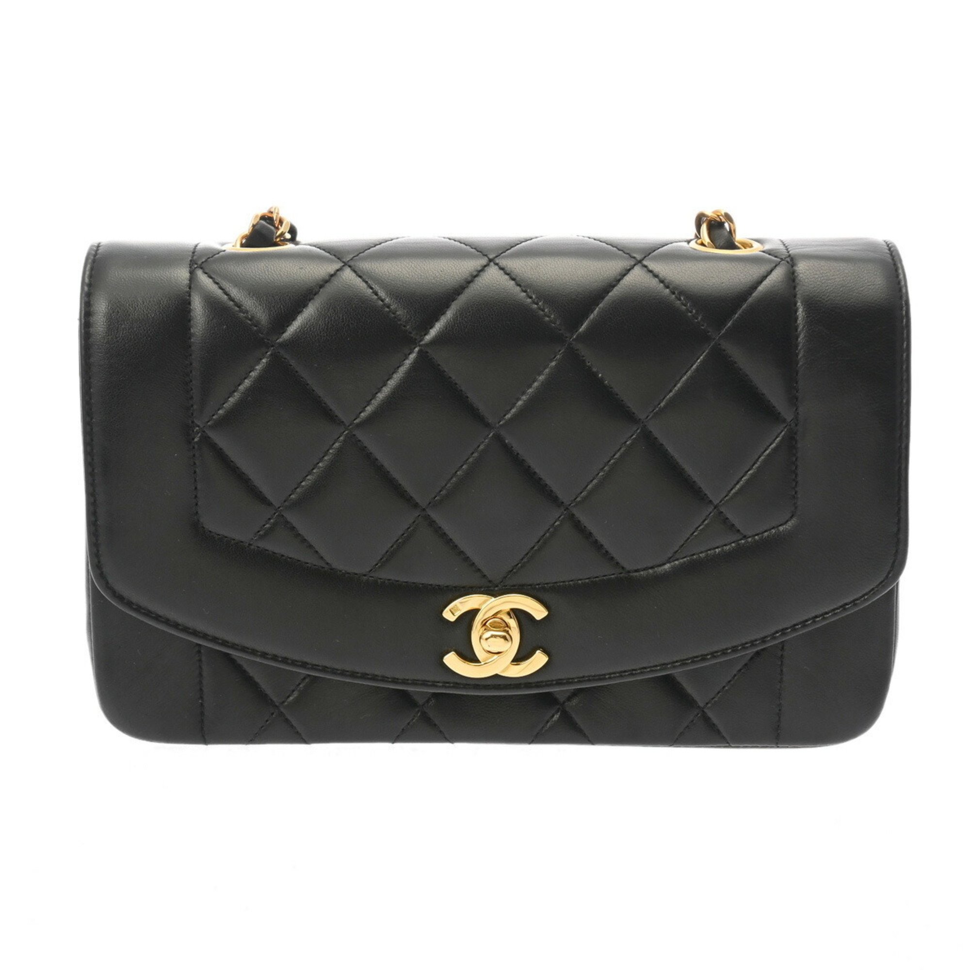 CHANEL Chanel Matelasse Chain Shoulder Diana 23 Black Women's Lambskin Bag