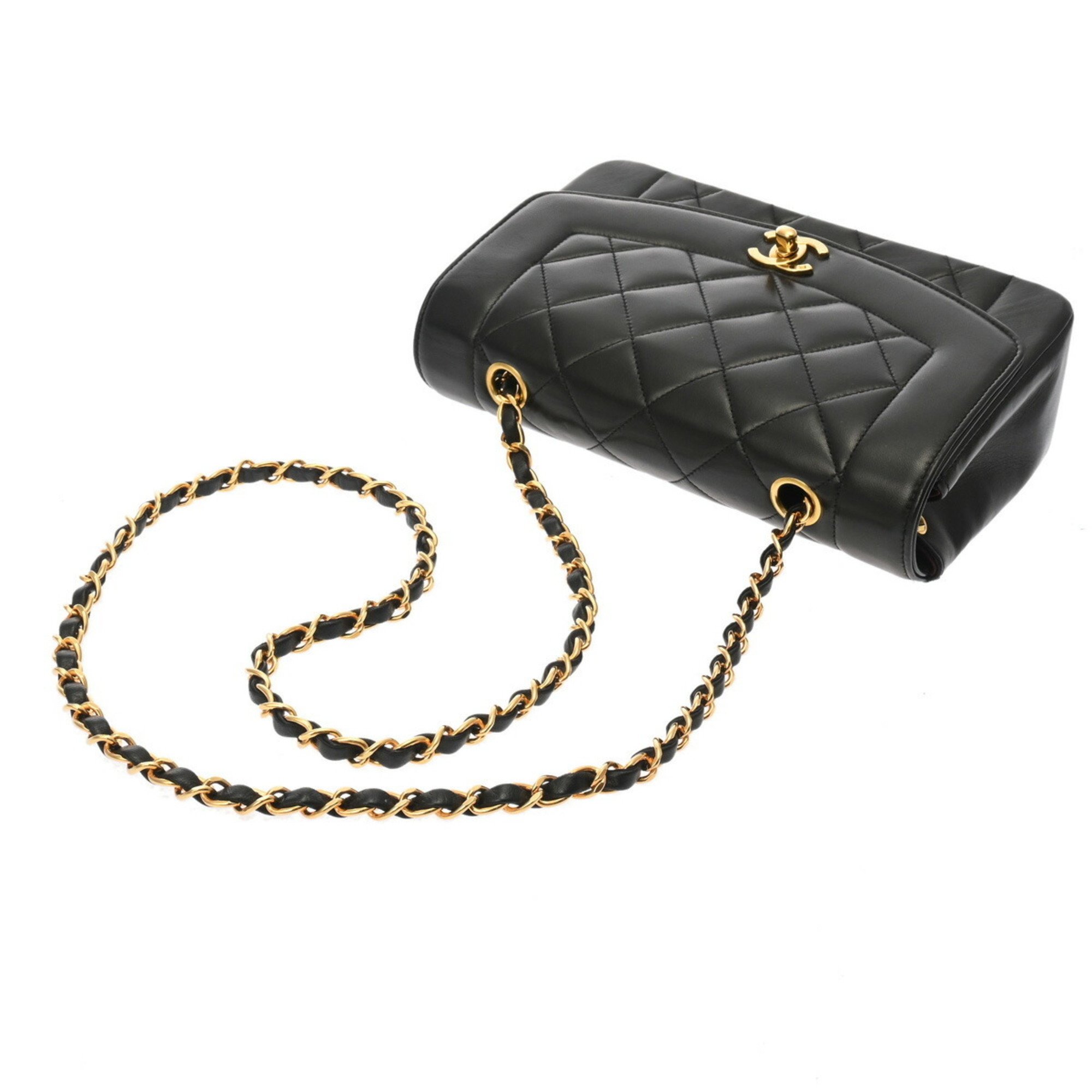 CHANEL Chanel Matelasse Chain Shoulder Diana 23 Black Women's Lambskin Bag