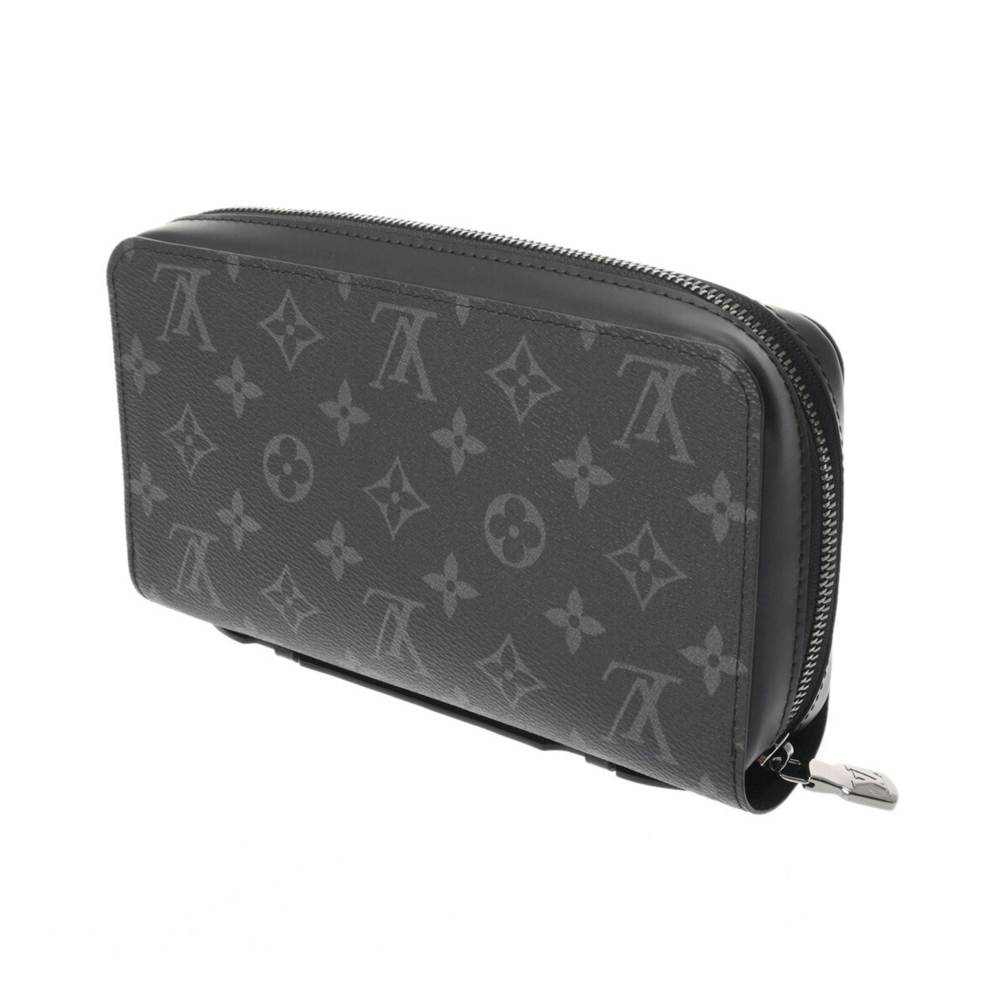 LOUIS VUITTON Louis Vuitton Monogram Eclipse Zippy XL Black/Gray M61698 Men's Canvas Long Wallet