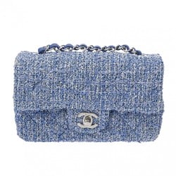 CHANEL Chanel Matelasse Chain Shoulder Bag 20cm Blue A69900 Women's Tweed/Leather