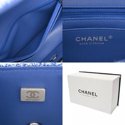 CHANEL Chanel Matelasse Chain Shoulder Bag 20cm Blue A69900 Women's Tweed/Leather