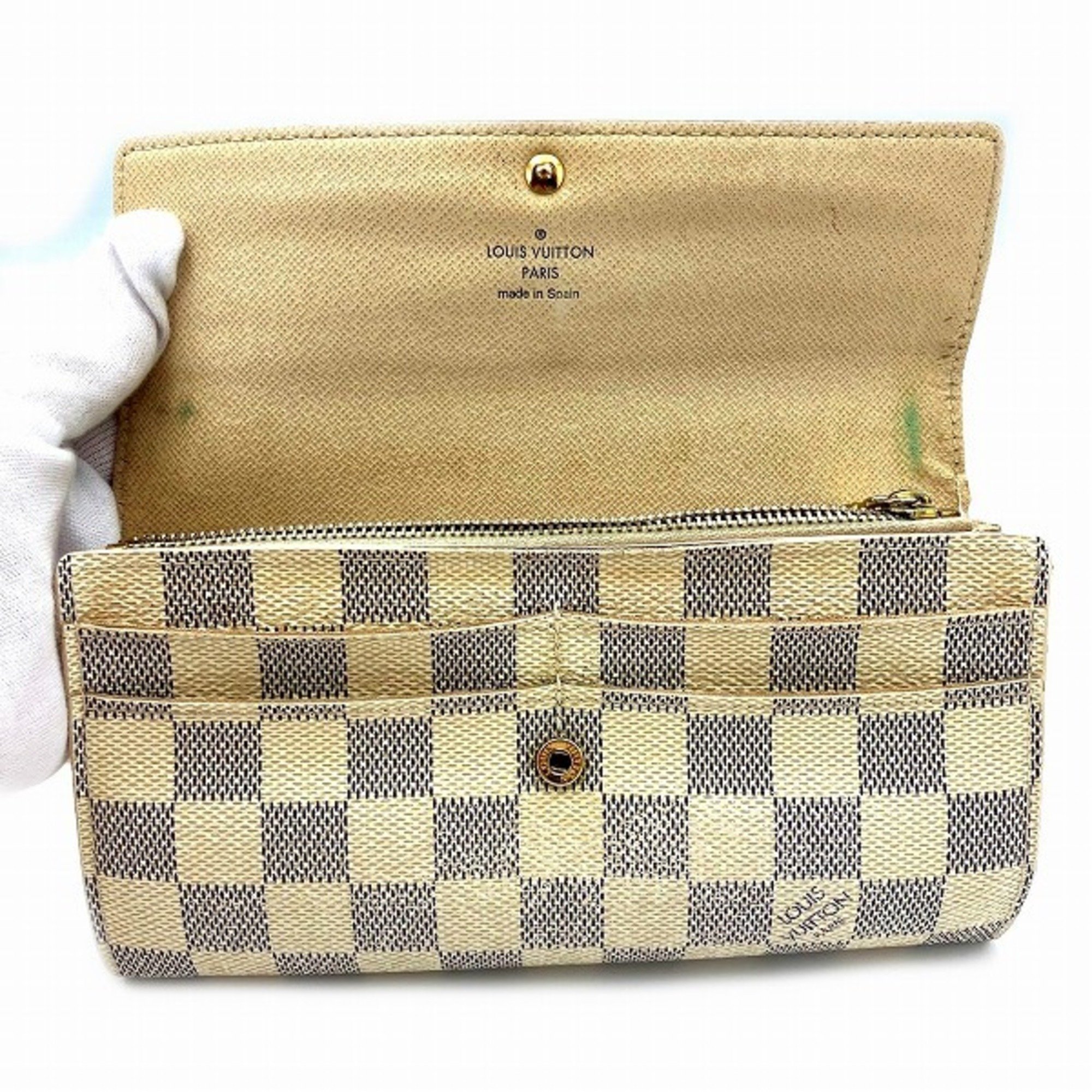 Louis Vuitton Damier Azur Portefeuille Sarah N61735 Long Wallet for Men and Women