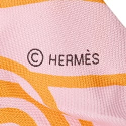 HERMES Twilly LES COUPES TATTOO Orange/Pink Women's 100% Silk Scarf Muffler