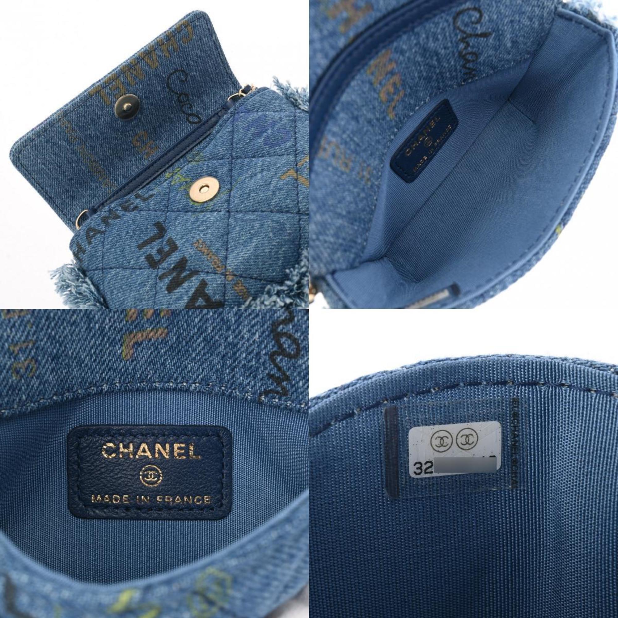 CHANEL Chanel Chain Pochette Blue AP2602 Women's Denim Shoulder Bag