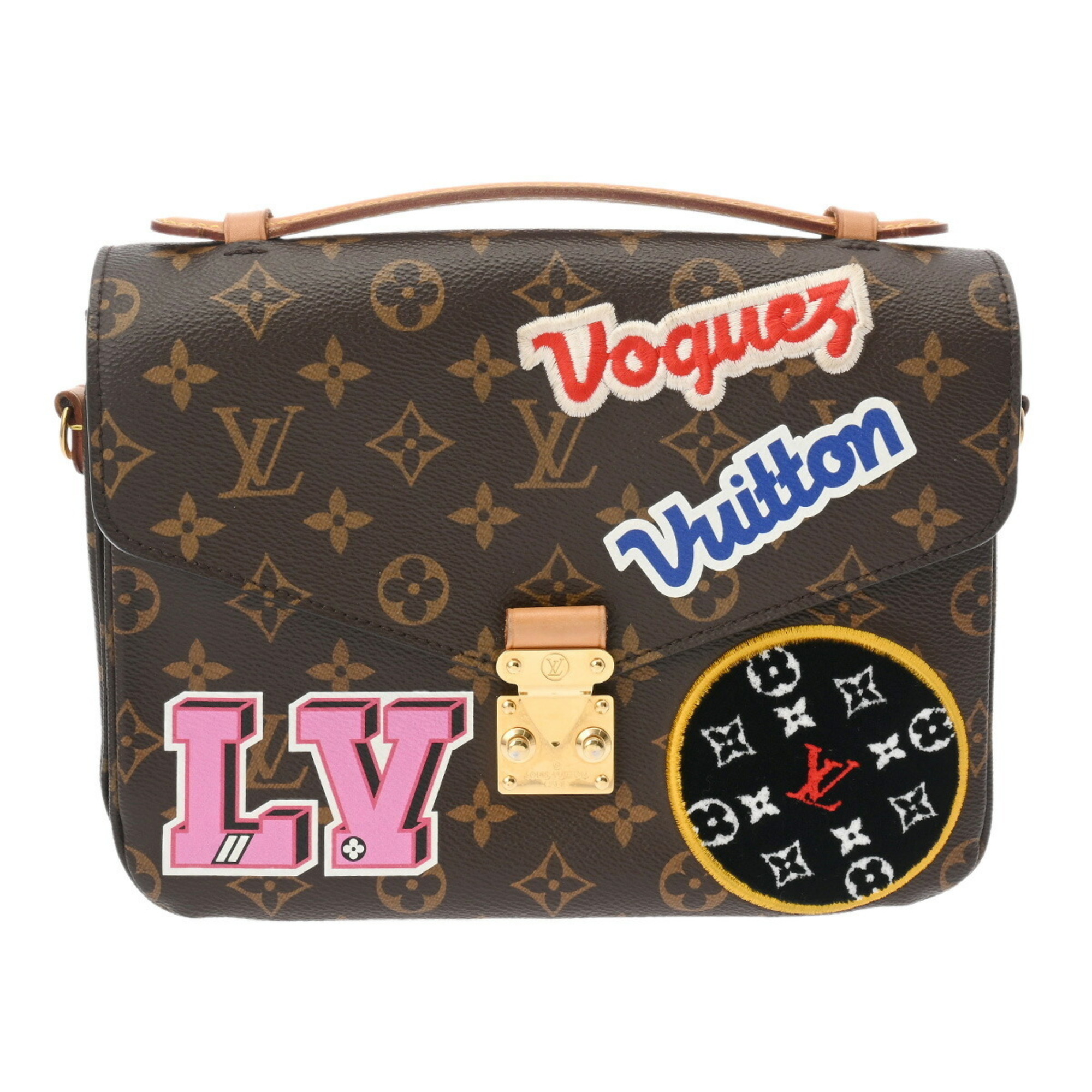 LOUIS VUITTON Louis Vuitton Monogram Patches Pochette Metis MM Brown M43991 Women's Canvas Bag