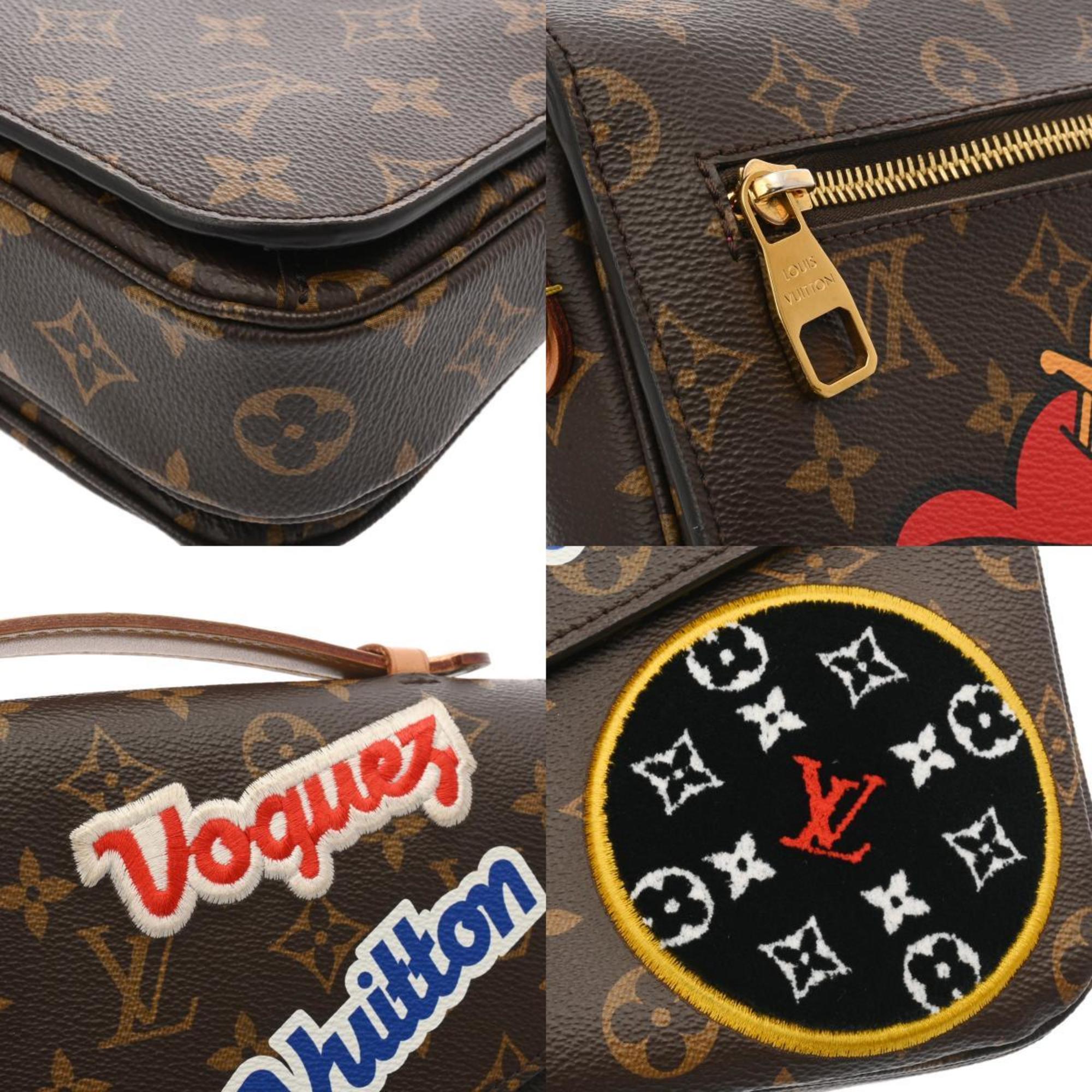 LOUIS VUITTON Louis Vuitton Monogram Patches Pochette Metis MM Brown M43991 Women's Canvas Bag