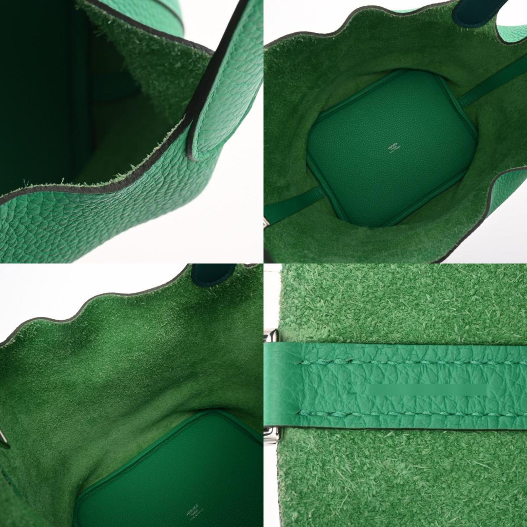 HERMES Picotin Lock MM Eclat Mint/Vert Bosphore Z Stamp (around 2021) Women's Taurillon Clemence Handbag