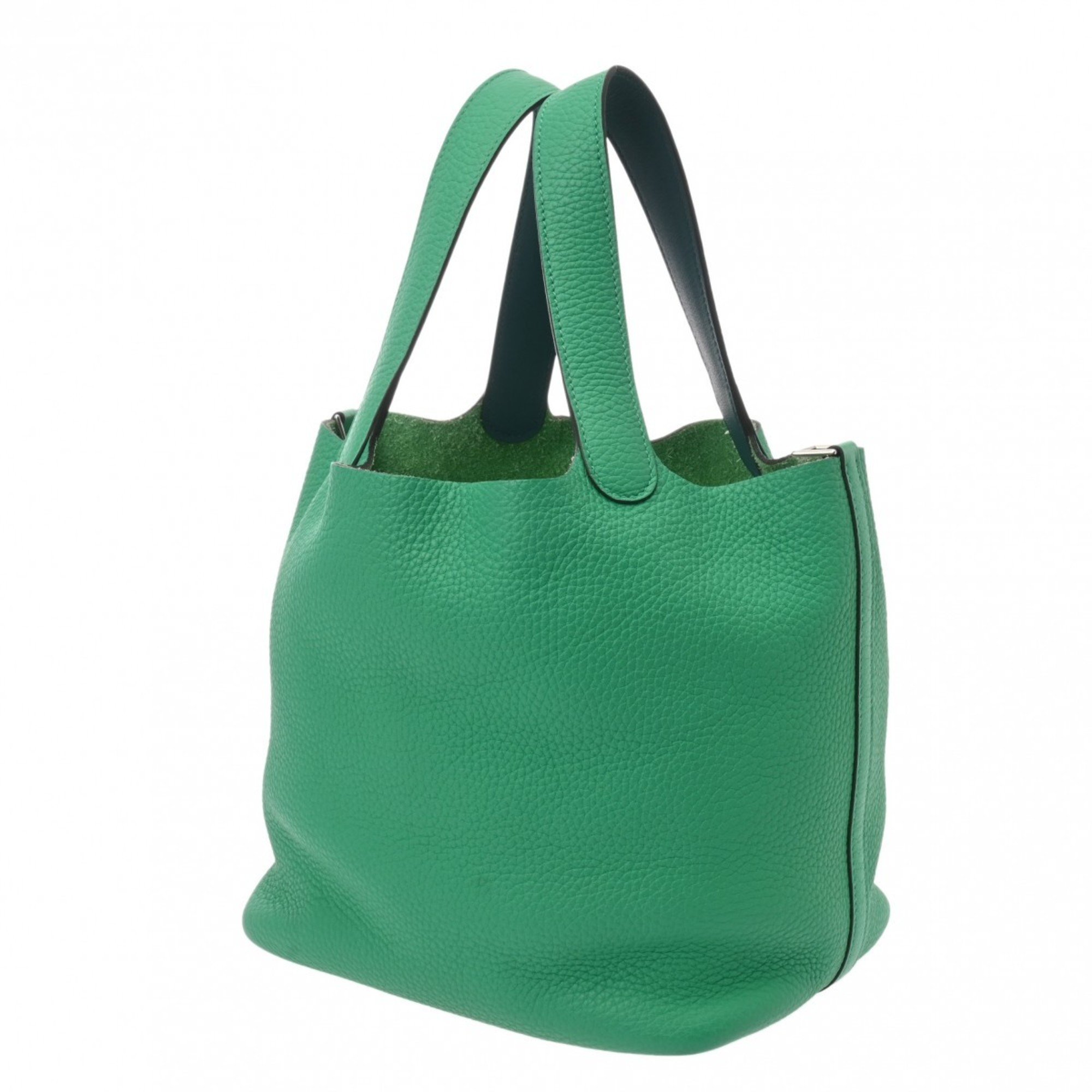 HERMES Picotin Lock MM Eclat Mint/Vert Bosphore Z Stamp (around 2021) Women's Taurillon Clemence Handbag