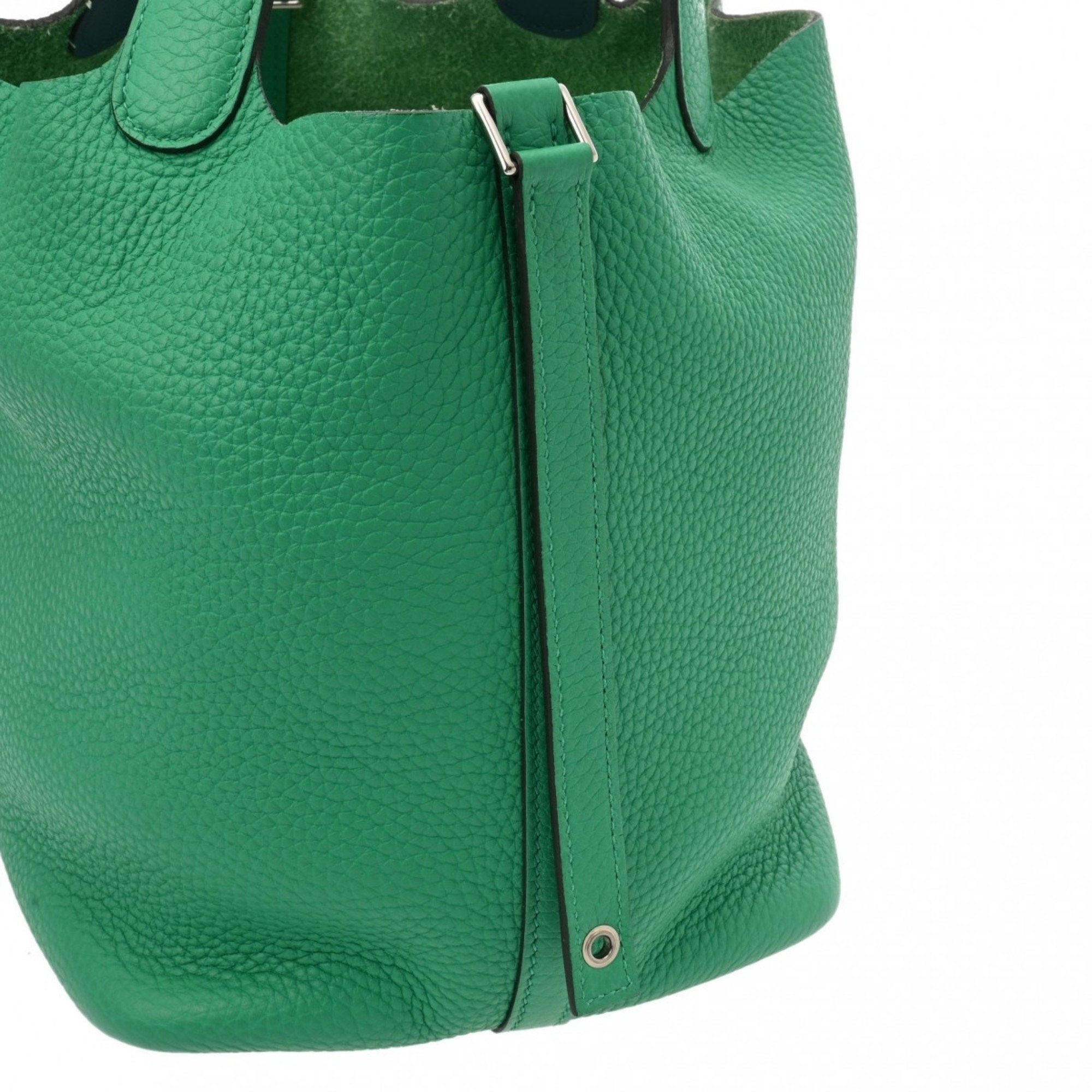 HERMES Picotin Lock MM Eclat Mint/Vert Bosphore Z Stamp (around 2021) Women's Taurillon Clemence Handbag