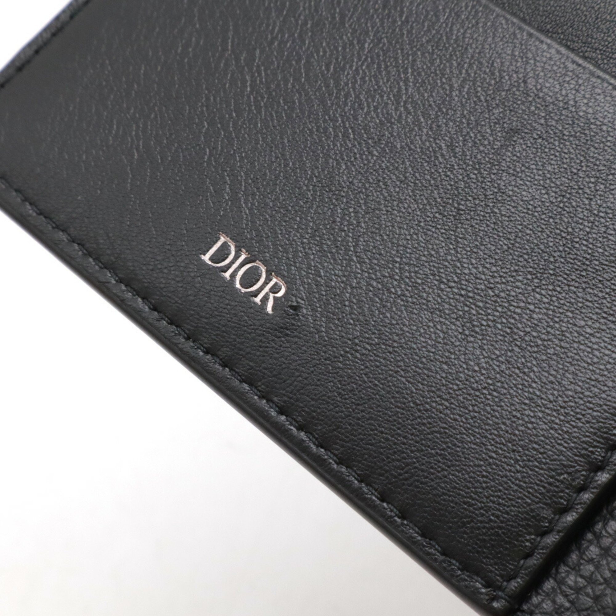 Christian Dior Passport Case, Cover, Card Grained Calfskin Leather, Black