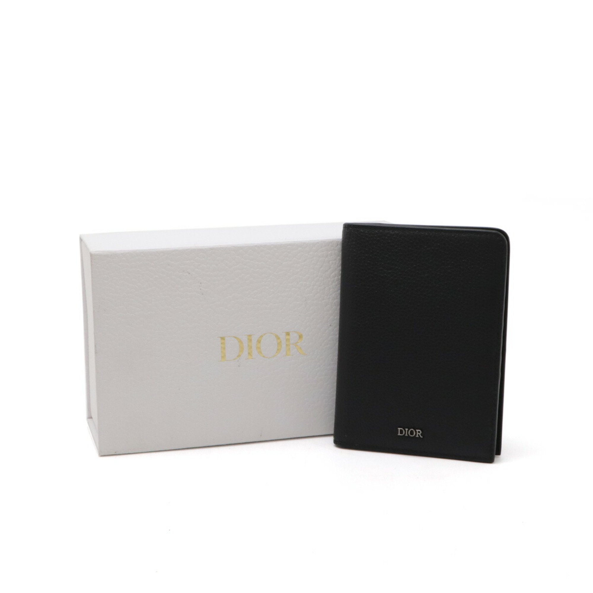 Christian Dior Passport Case, Cover, Card Grained Calfskin Leather, Black