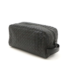 BOTTEGA VENETA Intrecciato clutch bag, second leather, charcoal black, 174361