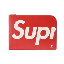 LOUIS VUITTON Epi Pochette Jour GM Supreme Collaboration Red/White M67722 Men's Leather Clutch Bag