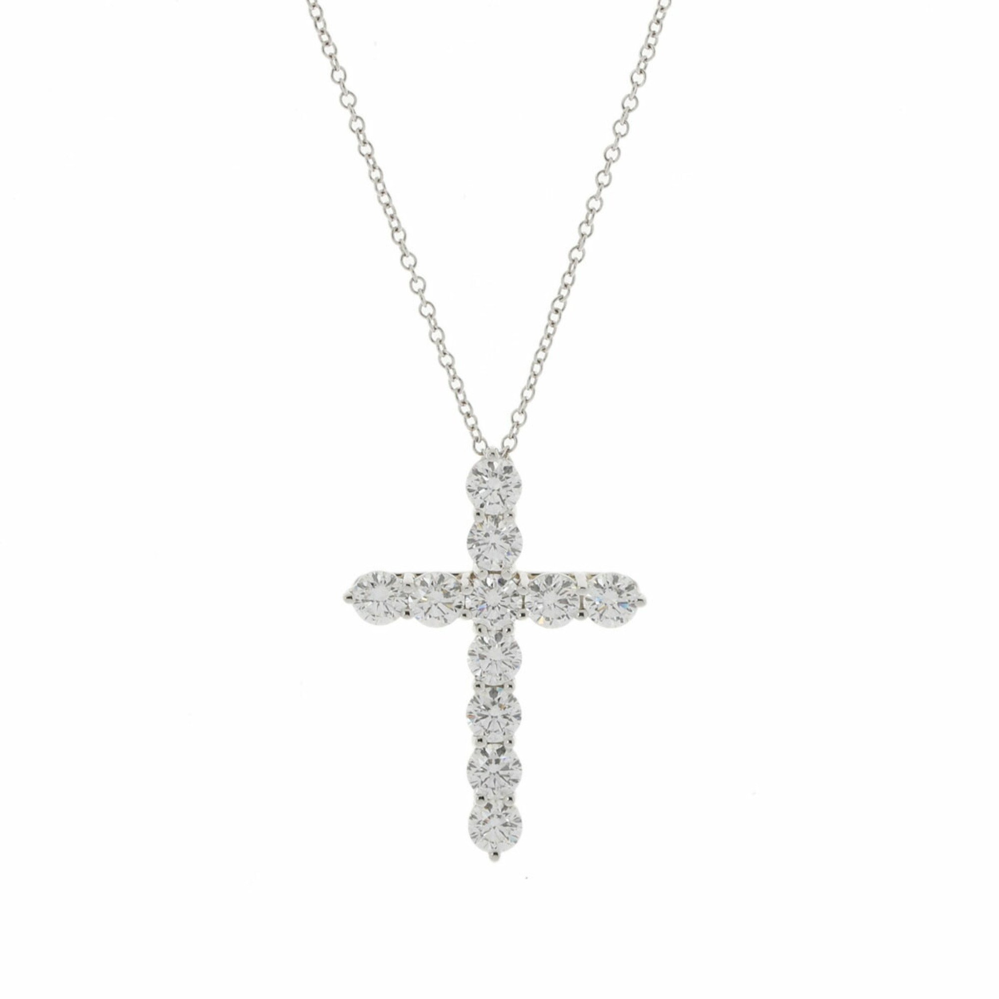 TIFFANY&Co. Tiffany Large Cross Diamond Women's Pt950 Platinum Necklace