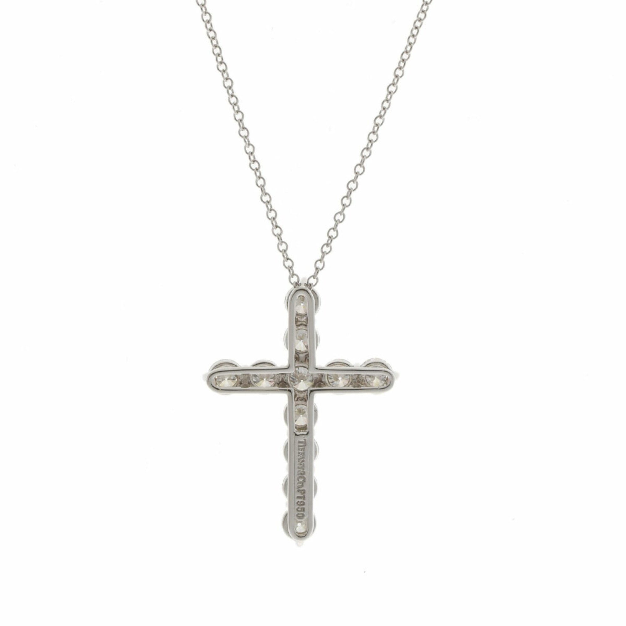 TIFFANY&Co. Tiffany Large Cross Diamond Women's Pt950 Platinum Necklace