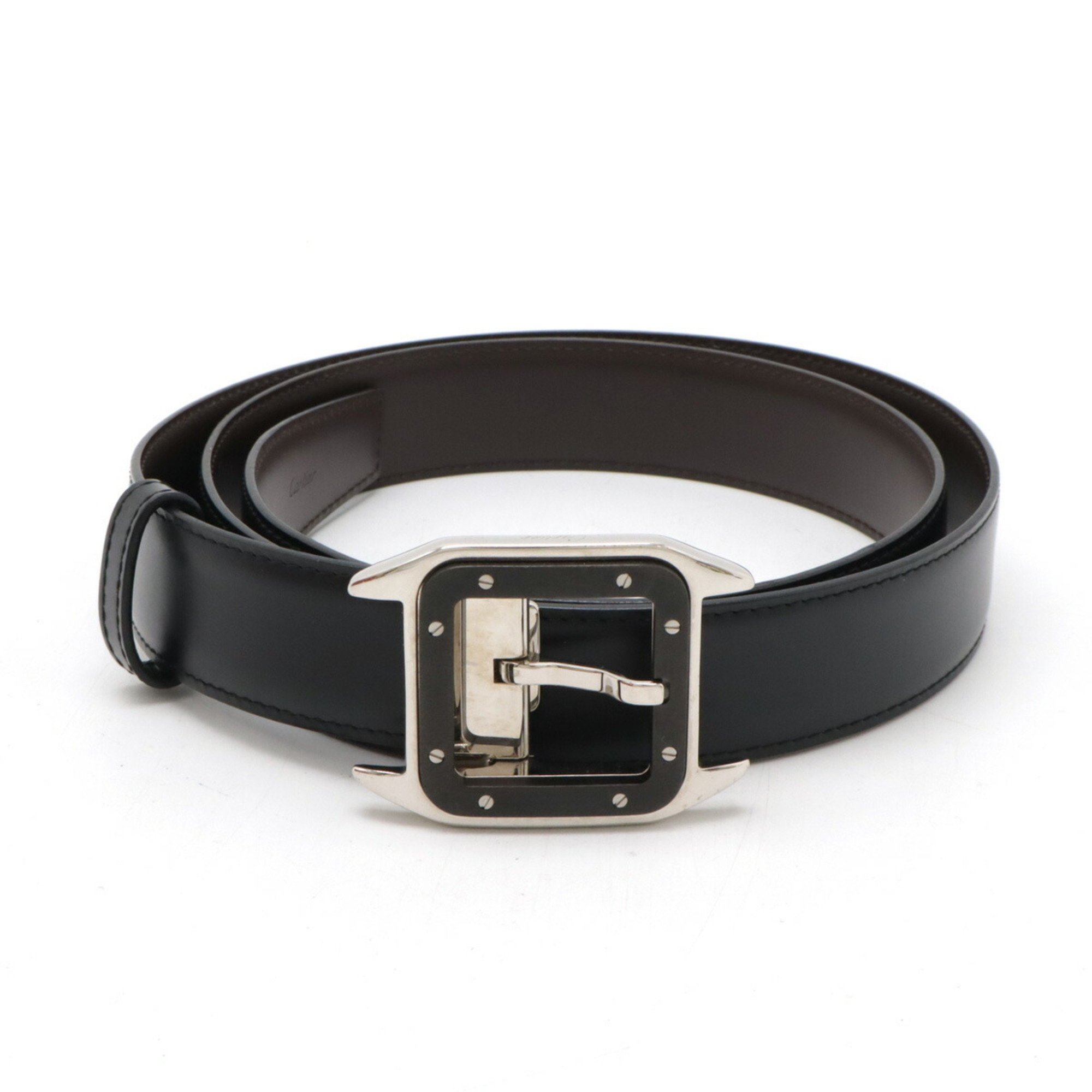 Cartier Santos 100 reversible belt, leather, black, dark brown, actual size approx. 98cm, cut