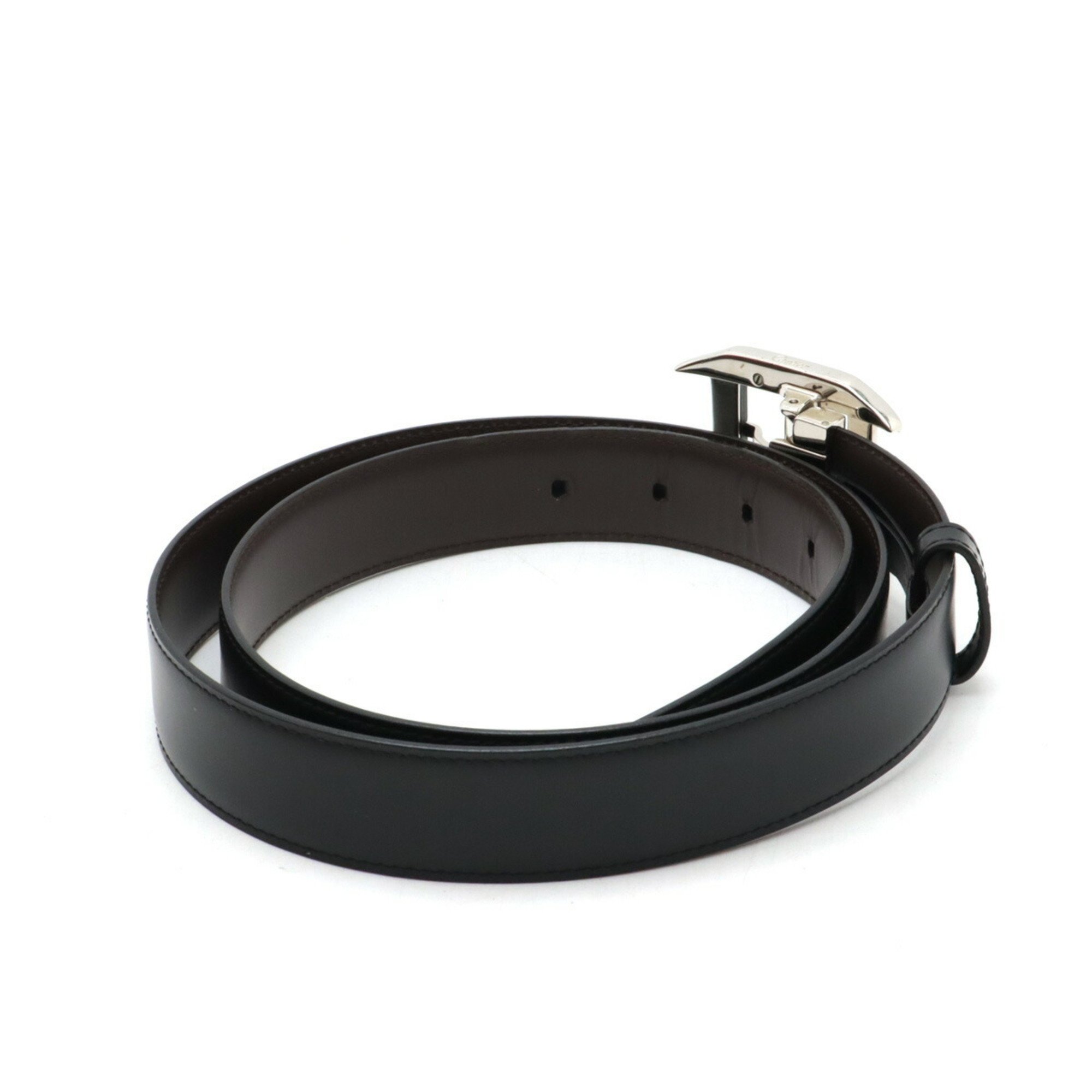 Cartier Santos 100 reversible belt, leather, black, dark brown, actual size approx. 98cm, cut