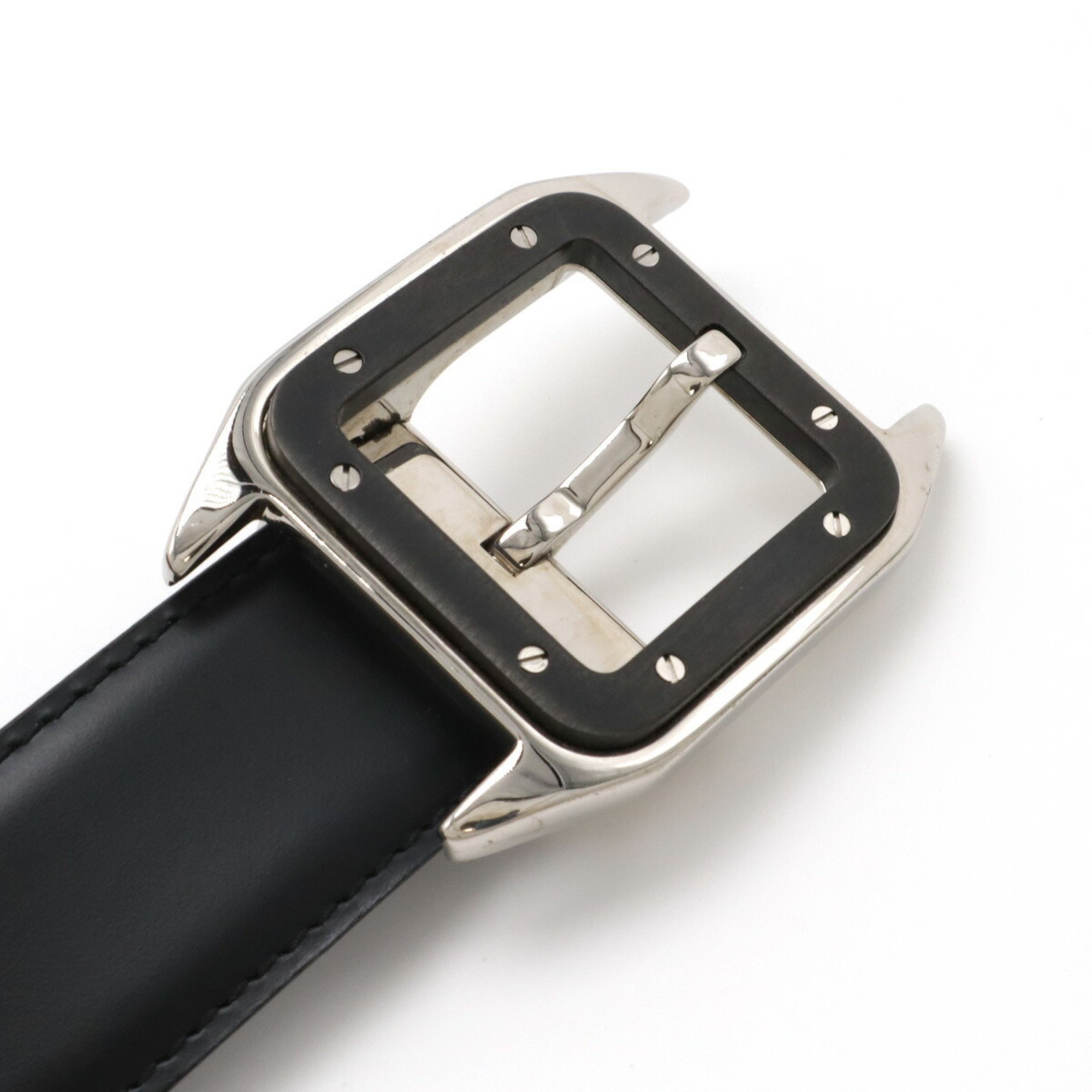 Cartier Santos 100 reversible belt, leather, black, dark brown, actual size approx. 98cm, cut