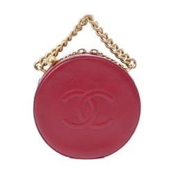 CHANEL Round Chain Shoulder Bordeaux Women's Leather Bag