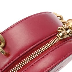 CHANEL Round Chain Shoulder Bordeaux Women's Leather Bag