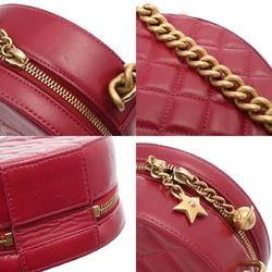 CHANEL Round Chain Shoulder Bordeaux Women's Leather Bag