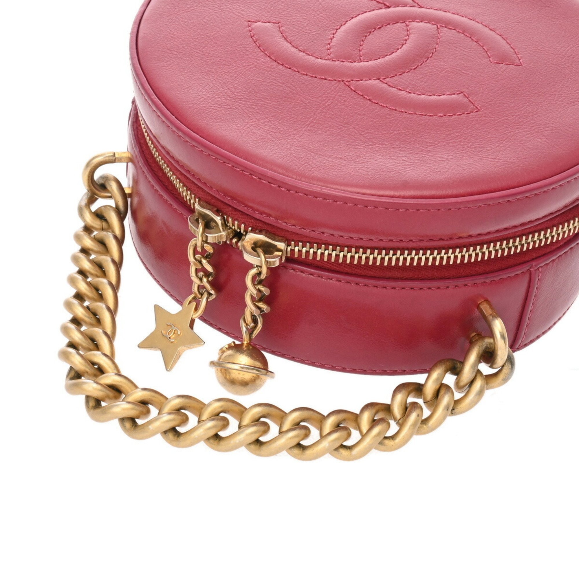 CHANEL Round Chain Shoulder Bordeaux Women's Leather Bag