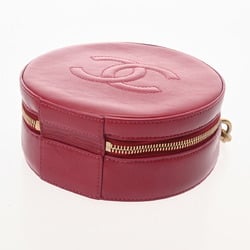 CHANEL Round Chain Shoulder Bordeaux Women's Leather Bag