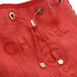 CHANEL Deauville Shoulder Bag Red A57536 Women's Straw