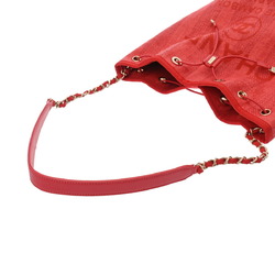 CHANEL Deauville Shoulder Bag Red A57536 Women's Straw