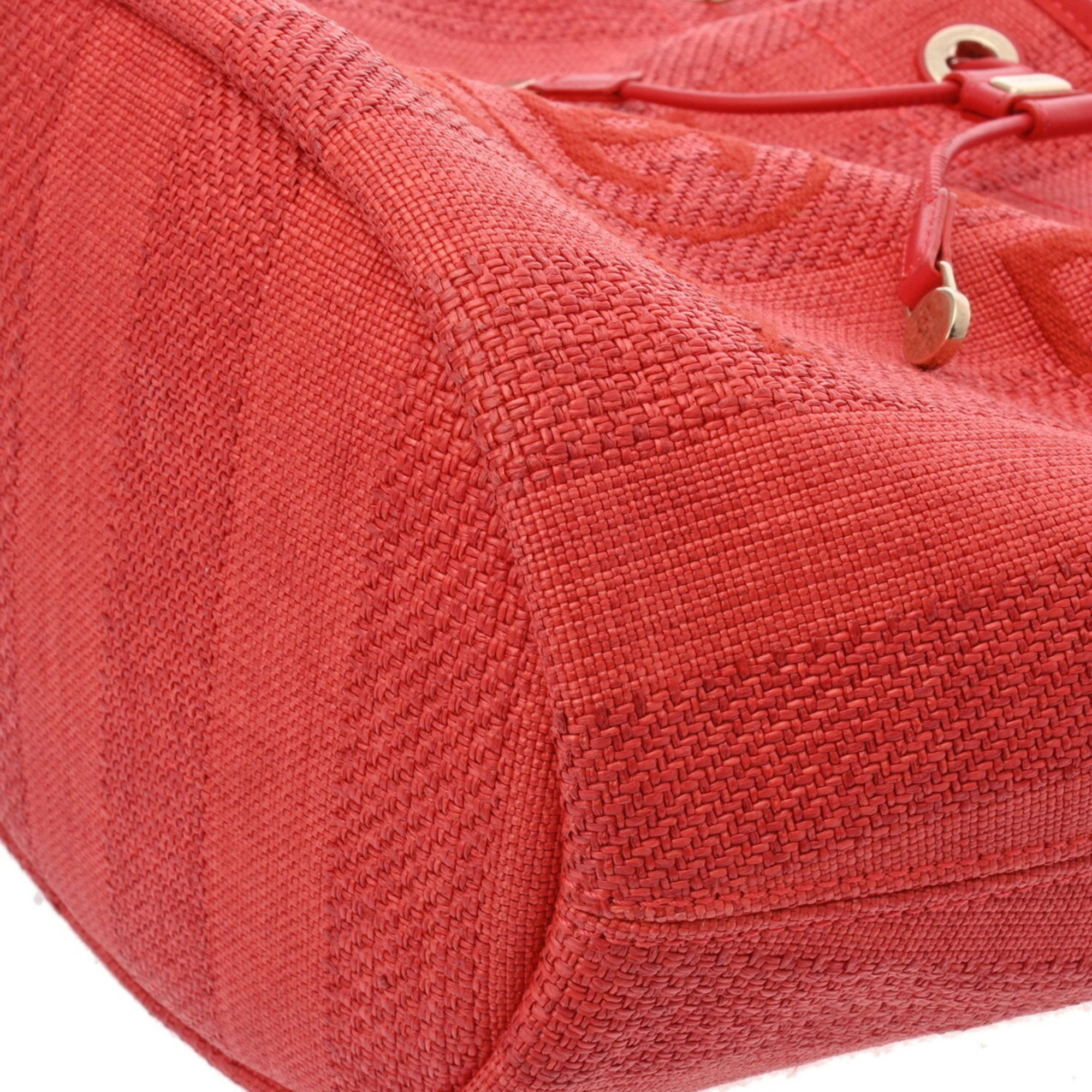 CHANEL Deauville Shoulder Bag Red A57536 Women's Straw