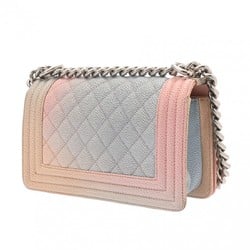 CHANEL Boy Chanel Chain Shoulder Bag 20cm Rainbow Pink Lacquer Hardware A67085 Women's Caviar Skin