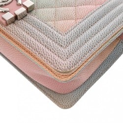 CHANEL Boy Chanel Chain Shoulder Bag 20cm Rainbow Pink Lacquer Hardware A67085 Women's Caviar Skin