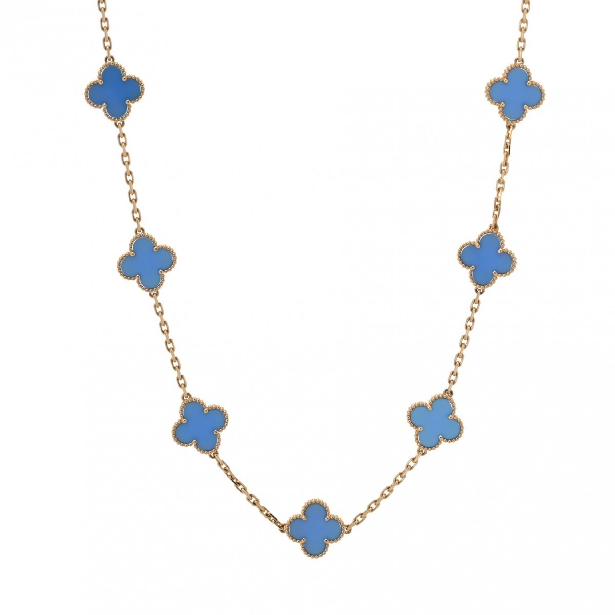 VAN CLEEF & ARPELS Alhambra 20P Gold/Blue VCARP7RN00 Women's 18K Yellow Gold Necklace